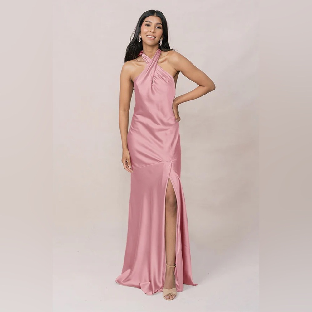 Elegant Pink Halter Neck Dress